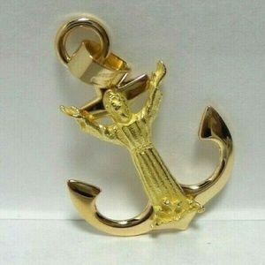 Unique 18K YELLOW GOLD Religious ANCHOR PENDANT
